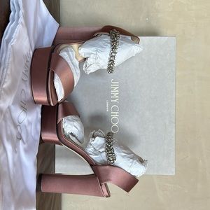 Brand New Jimmy Choo Rosewood Satin with Rhinestones